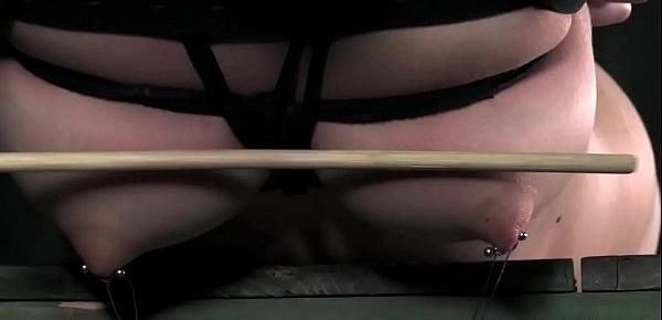  Kidnapped babe suspended and caned by maledom